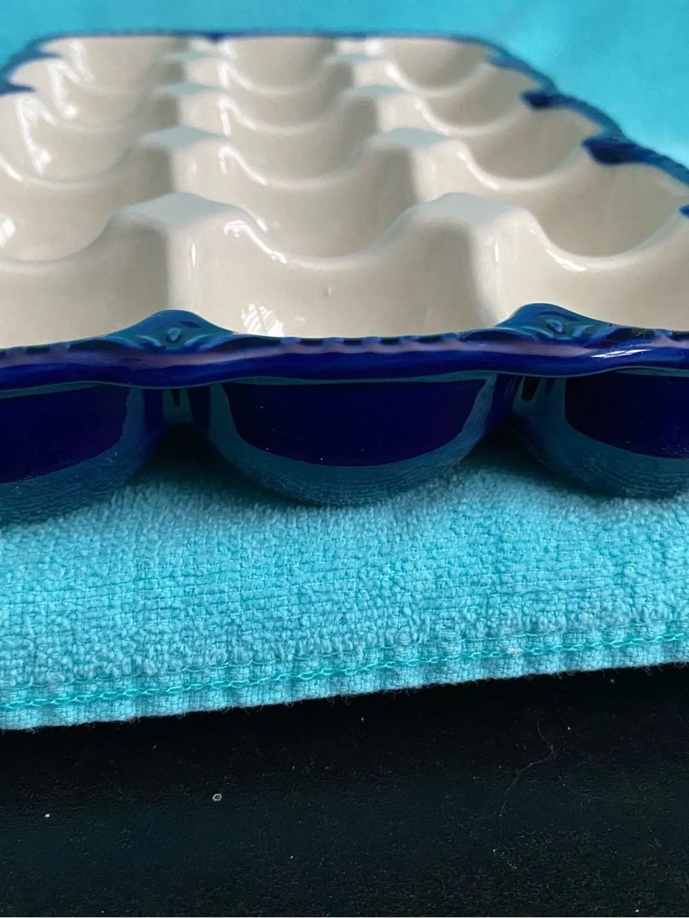 Pioneer woman, stoneware egg holder with floral design